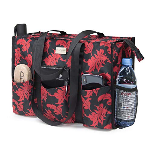 TOPDesign Utility Water Resistant Tote Bag with 13 Pockets, Zipper Closure - color: Baroque, size: Medium