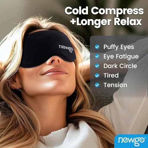 NEWGO 3D Cooling Eye Mask, Weighted Eye Mask for Sleeping, Black - color: Black