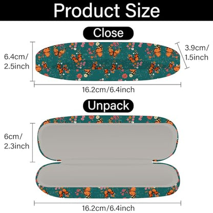 CREATCABIN Hard Shell Glasses Case Leather Sunglasses Cases Eyeglasses Holder Pouch - style: Butterfly