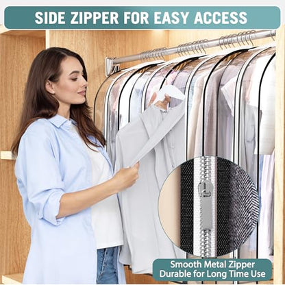 Liuoud Clear Garment Bags for Hanging Clothes 10” Gusseted, 4 Pack, 60” - color: Clear, size: 60 inch