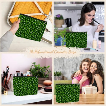 Leopard Print Makeup Bag Cosmetic Bag, Christmas Makeup Organizer for Women - color: Green Silver Leopard Print 577