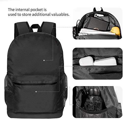 pack all 20L Lightweight Foldable Backpack, Water-Resistant Hiking Daypack - color: Black