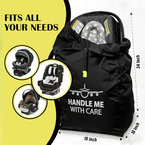 Car Seat Travel Backpack – Universal Fit Bag with Adjustable Backpack Straps, Water-Resistant Airplane Travel Essentials with ID Window
