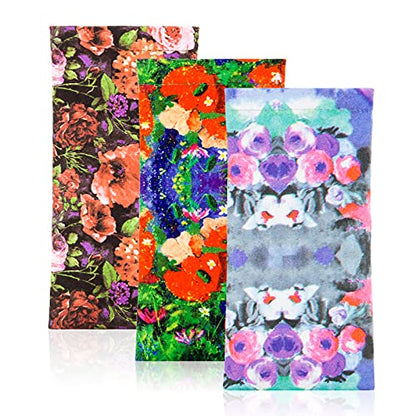 TRIUMPH VISION Eyeglass Case Glasses Case Soft Sunglass Pouch Sleeve 3 Pack - color: Oil Painting Flowers