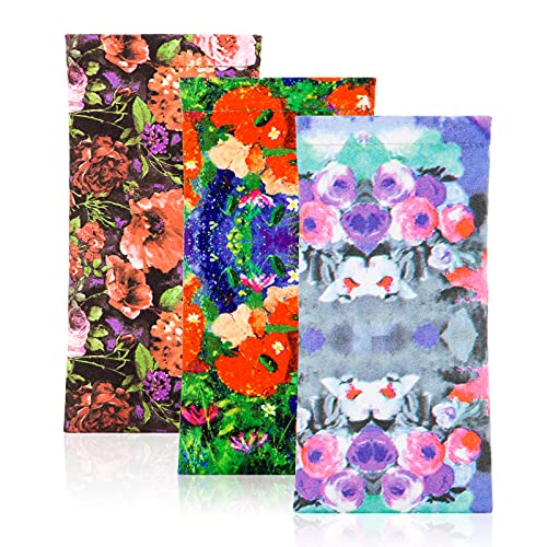 TRIUMPH VISION Eyeglass Case Glasses Case Soft Sunglass Pouch Sleeve 3 Pack - color: Oil Painting Flowers