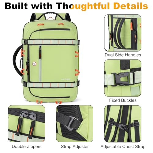 40L Travel Backpack 17.3" Laptop Carry On Duffel Flight Approved - color: Lightgreen