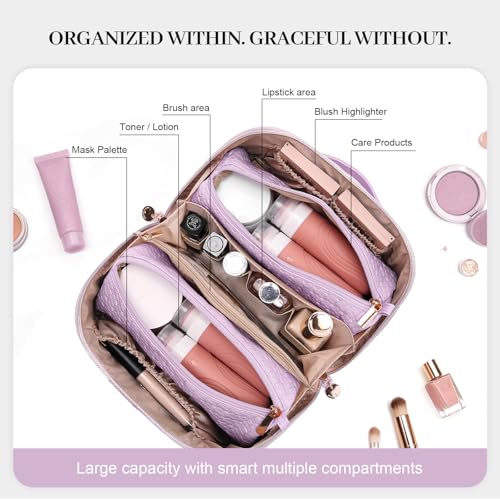 Travel Makeup Bag Organizer, Makeup Travel Bag, 3-Piece Set Purple - color: 06Purple