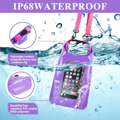 IP68 Waterproof Dry Bag, 5L Roll Top Waterproof Pool Bag - color: purple 5L