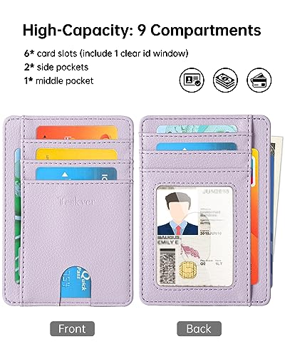 Teskyer Slim Minimalist Wallet for Men, RFID Front Pocket Card Holder - color: Lichee Lilac