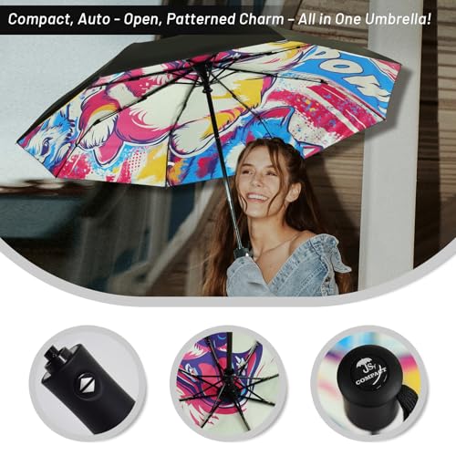 SY COMPACT Travel Umbrella - Windproof Automatic Compact Umbrellas for Rain - color: Puppy