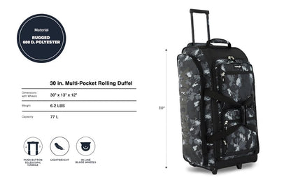 Wrangler Wesley Rolling Duffel Bag, Digital Camo - color: Digital Camo