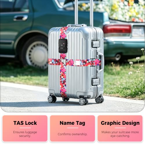 Veki 크로스 러기지 스트랩, TSA 승인 잠금 장치, 컬러 스퀘어, 1개 - color: 2-컬러 스퀘어