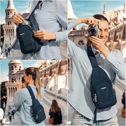 Baggallini Securtex Anti-Theft Daytripper Sling - color: Mulberry