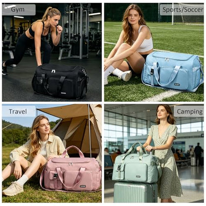 Eslcorri Gym & Travel Duffel Bag Backpack with Shoe & Wet Pocket, DarkPink - color: 42L-DarkPink