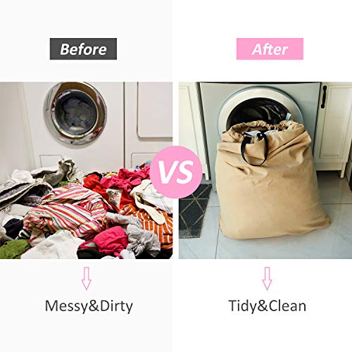 SWISSELITE Heavy Duty Laundry Bag, Large Travel Dirty Clothes Bag - color: Khaki