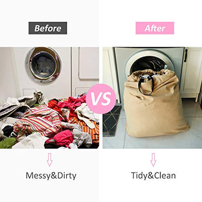 SWISSELITE Heavy Duty Laundry Bag, Large Travel Dirty Clothes Bag - color: Khaki