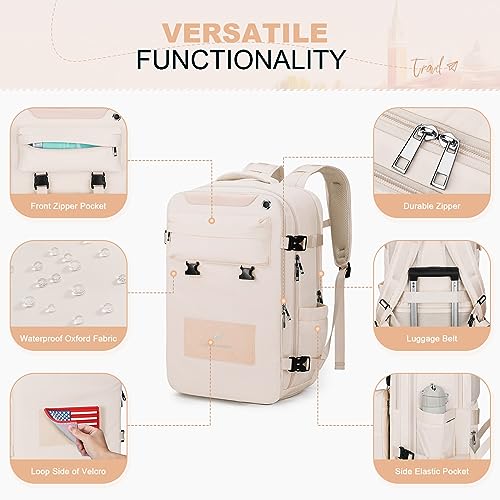 Maelstrom Travel Backpack for Men Women, 17.3" Laptop with Shoe Compartment - color: Beige, size: 17.3 inch upgraded