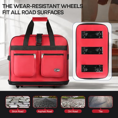 40'' Expandable Rolling Duffel Bag Suitcases w/Wheels,Foldable Luggage Bag - color: Red, size: 40"