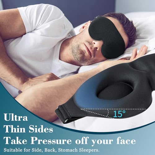 ZGGCD Sleep Mask for Side Sleeper, Light Blocking Eye Mask for Women Men - color: Black
