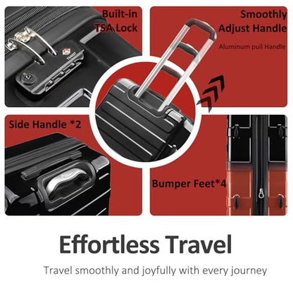 Checked 24inch Luggage with Spinner Wheels,Expandable - color: Ember, size: M (24 In)