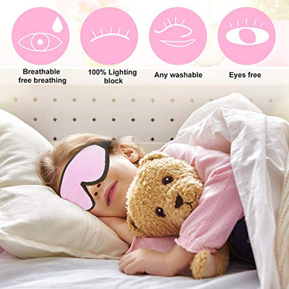 Geyoga 2 Pcs 3D Sleep Mask for Kid Foam Eye Mask,Pink and Yellow - color: Pink and Yellow