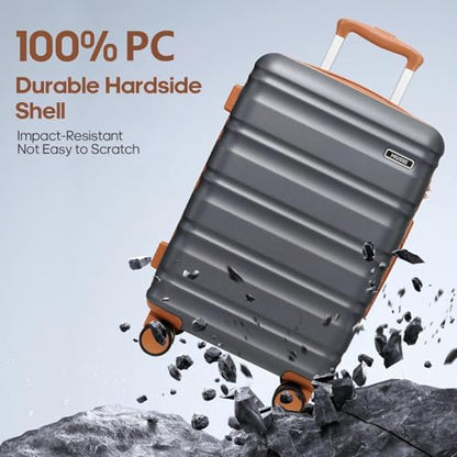 7 Piece luggage sets with YKK Zipper 20/24/28" with Backpack - color: Silver Gray, size: 7 piece set (20/24/28inch)