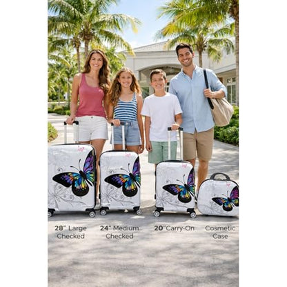 World Traveler Butterfly Luggage, 4-Piece Set - size: 4-Piece Set