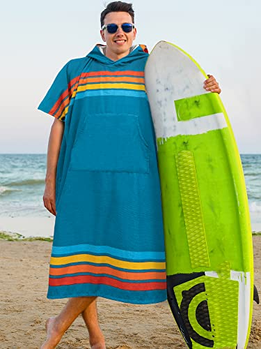 SUN CUBE Surf Poncho Changing Robe with Hood, Wetsuit Changing Hooded Towel - color: Sunset Blue