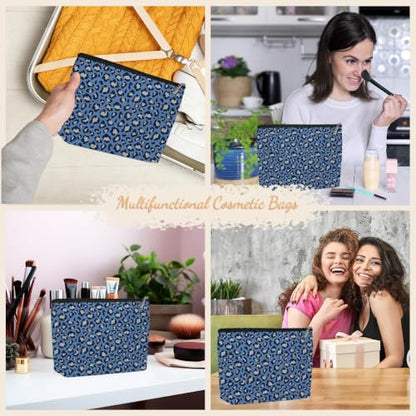 Leopard Print Makeup Bag Cosmetic Bag, Makeup Organizer for Women,Gray Blue - color: Blue Pink Leopard Print 575