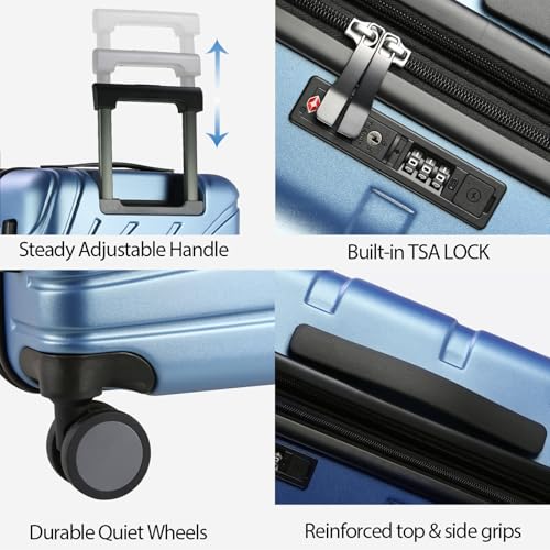 VANKEAN 20" Expandable Hardshell Spinner Carry-On with TSA Lock Approved - color: Light Blue