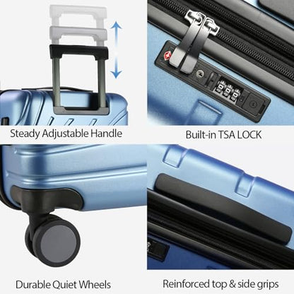 VANKEAN 20" Expandable Hardshell Spinner Carry-On with TSA Lock Approved - color: Light Blue