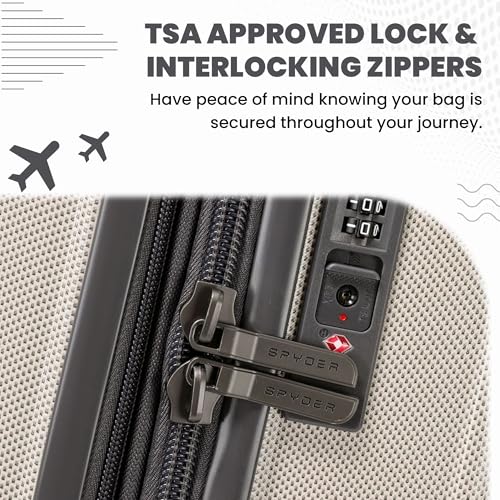 Spyder Rails Expandable Hardside Upright Suitcase with 360 Spinner Wheels, TSA Approved Lock, Carry-On, Oatmeal - color: Oatmeal, size: Carry-On