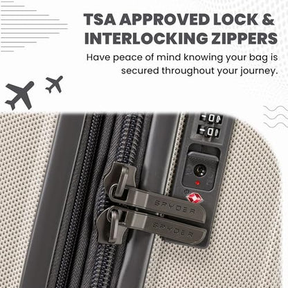 Spyder Rails Expandable Hardside Upright Suitcase with 360 Spinner Wheels, TSA Approved Lock, Carry-On, Oatmeal - color: Oatmeal, size: Carry-On