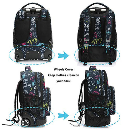 Tilami Rolling Backpack 19 inch Wheeled LAPTOP Boys Girls Travel School Student Trip, weekend - color: Navy
