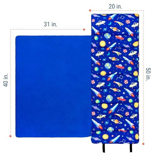 Wildkin Nap Mat with Pillow and Blanket, Preschool Rest Mat - color: Out of This World