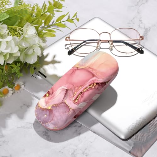 Glasses Case Hard Shell,Portable Protective Eyeglasses Case, Eyeglass Holder Box with Cleaning Cloth, for men women - color: Marble Pattern