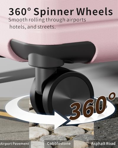 3 Piece Expandable Luggage Set with Spinner Wheels Hardshell Suitcase Set - color: Pink
