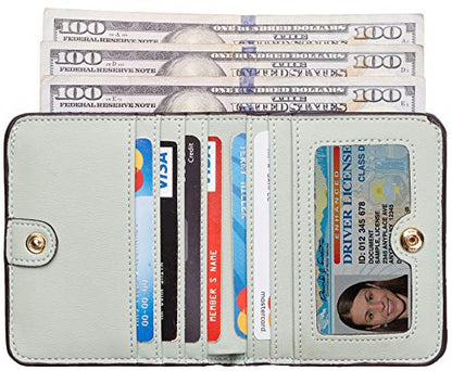 Toughergun Women’s Small Slim Leather Wallet with RFID Protection, Compact Bifold Mini Purse with Clear ID Window - color: 05 ReNapa Green Light