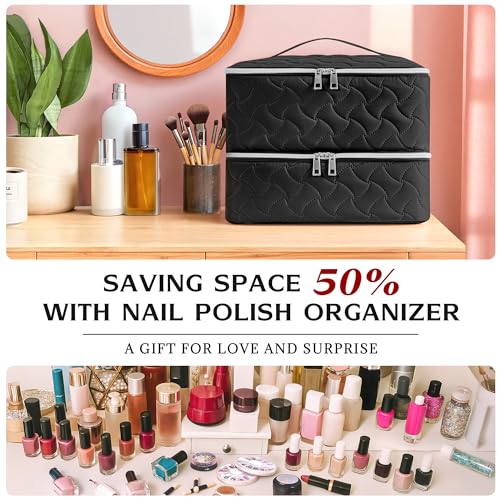 DreamGenius Nail Polish Organizer Bag Holds 42 Bottles, Black - color: Black