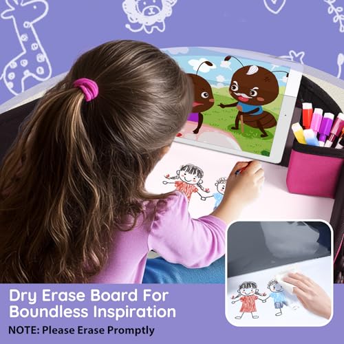 Kids Travel Tray for Car Seat, Road Trip Activities, Pink 2PCS - color: Pink-2PCS