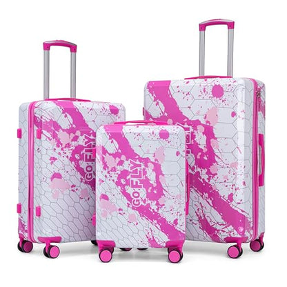 3 Piece Hardside PC Luggage Set, Pink - color: Pink