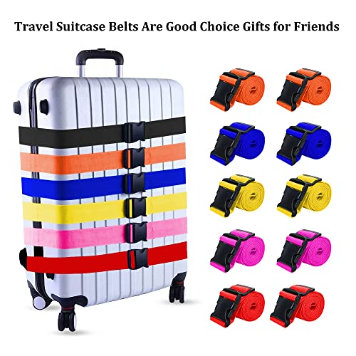 2 Pack Suitcase Straps, Bright Color Adjustable Luggage Belts, TSA Approved (Orange) - color: Orange