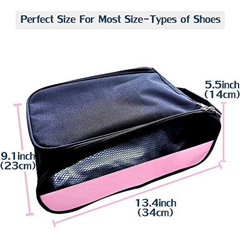Golf Shoe Bag Men/Women Outdoor Zippered Carrier Bags Light Pink - color: Light Pink