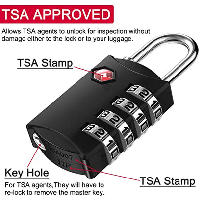 ZHEGE TSA Approved Luggage Lock for Train Travel (1 Pack, Black) - color: Black, 1P