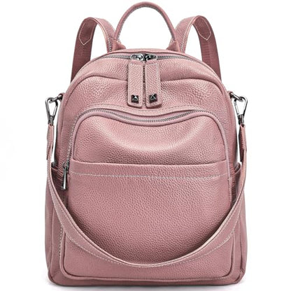 BOYATU Genuine Leather Backpack Purse Women: Convertible Elegant Backpacks - color: 06 Medium-coral Pink