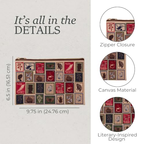 Steel Mill & Co. Canvas Zipper Pouch, Jane Austen Stamps