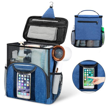 Attmu Mesh Shower Caddy Portable Dorm Room Essentials, Toiletry Tote Bag - color: Blue