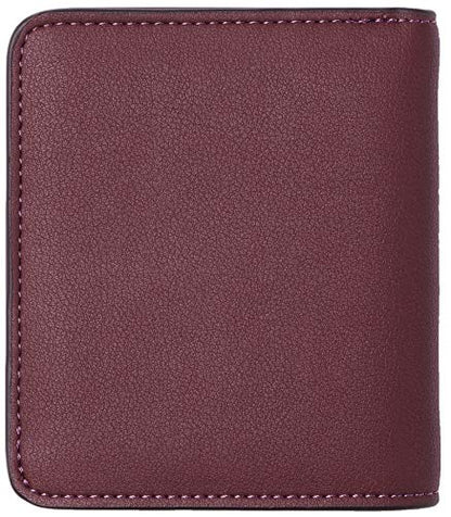 Toughergun Women’s Small Slim Leather Wallet with RFID Protection, Compact Bifold Mini Purse with Clear ID Window - color: 12 ReNapa Red Wine