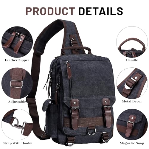 mygreen Canvas Cross Body Messenger Bag Shoulder Sling Backpack Travel Rucksack - color: Gray, size: Large