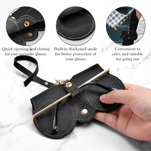 FEISEDY 2Pack Soft Leather Sunglass Bag, Portable Holder Eyeglasses Case - color: Black + Orange